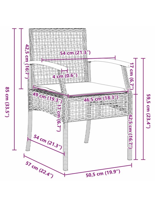 Dārza ēdamgalds 3 pcs melna poliratāns