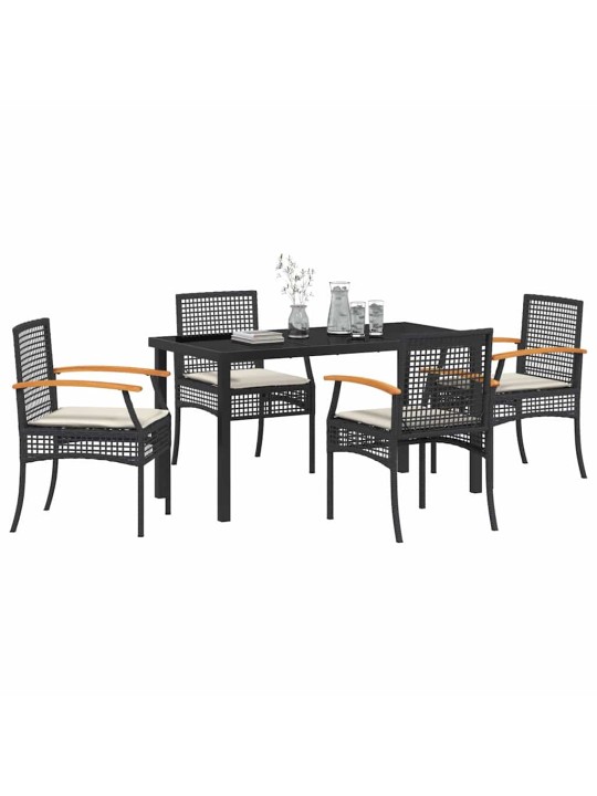 Dārza ēdamgalds 5 pcs melna poliratāns