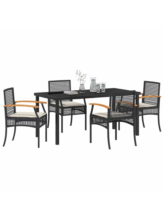 Dārza ēdamgalds 5 pcs melna poliratāns