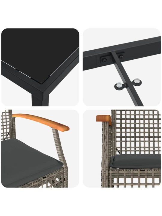 Dārza ēdamgalds 5 pcs pelēka poliratāns