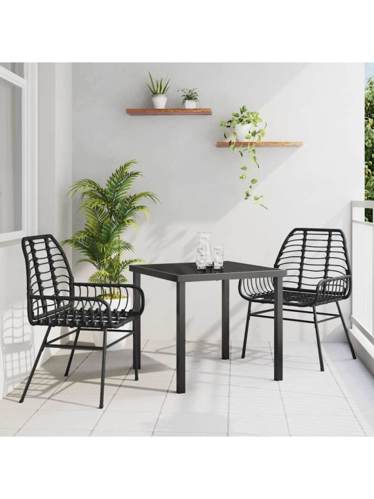 Dārza ēdamgalds 3 pcs melna poliratāns