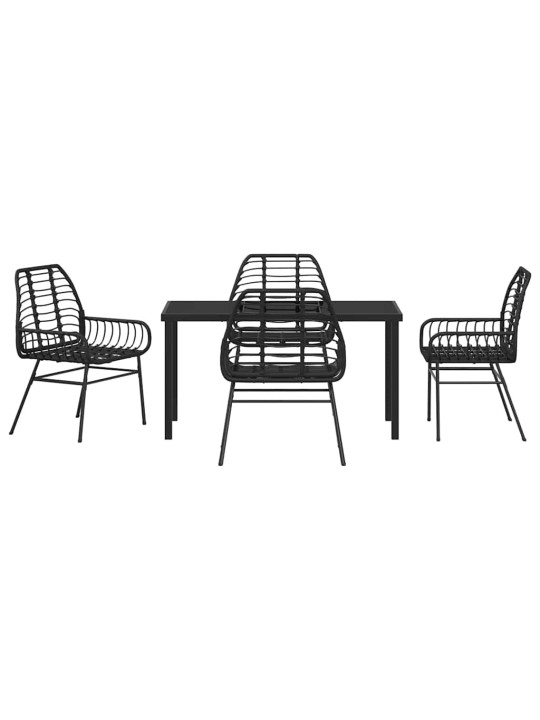 Dārza ēdamgalds 5 pcs melna poliratāns