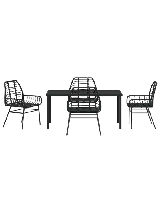 Dārza ēdamgalds 5 pcs melna poliratāns