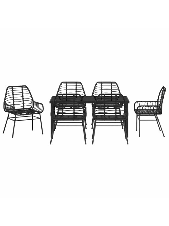 Dārza ēdamgalds 7 pcs melna poliratāns