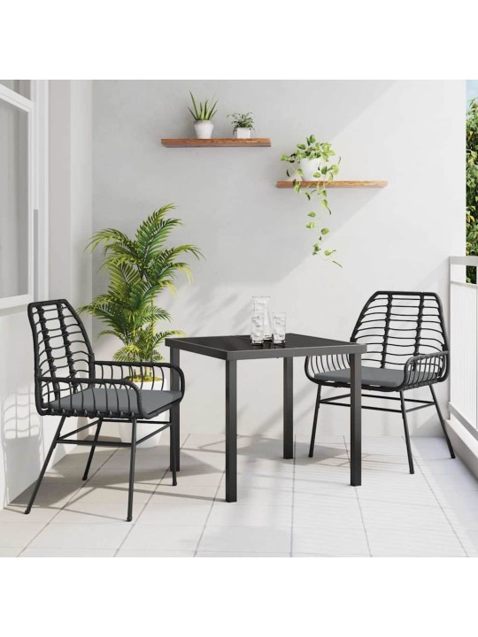 Dārza ēdamgalds 3 pcs melna poliratāns