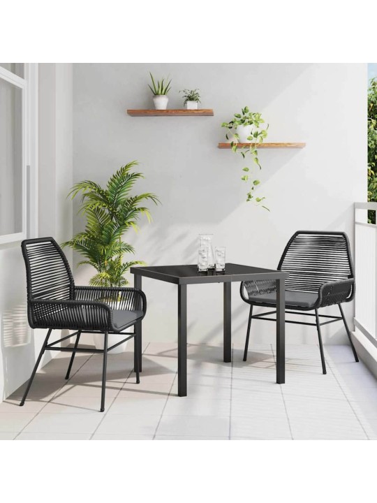 Dārza ēdamgalds 3 pcs melna poliratāns