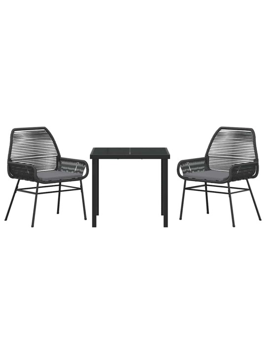 Dārza ēdamgalds 3 pcs melna poliratāns