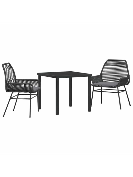Dārza ēdamgalds 3 pcs melna poliratāns