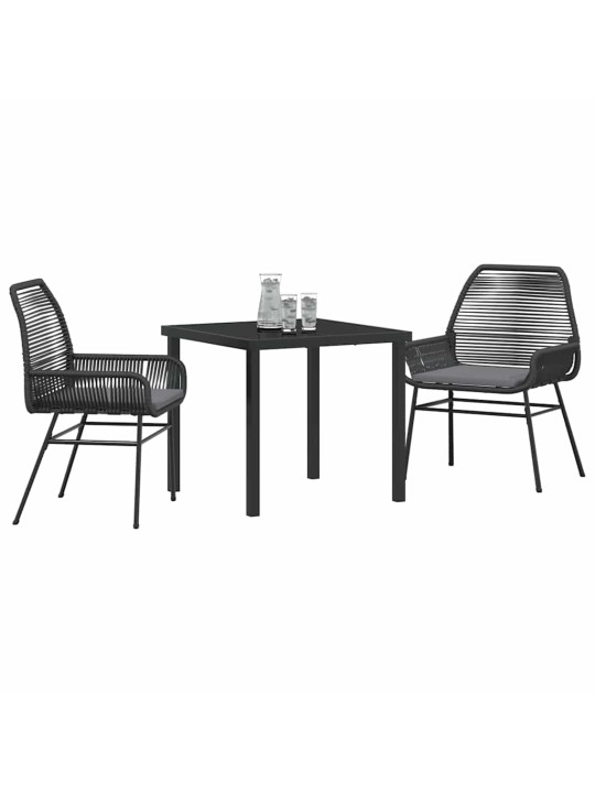 Dārza ēdamgalds 3 pcs melna poliratāns