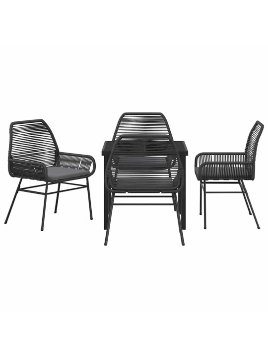 Dārza ēdamgalds 5 pcs melna poliratāns