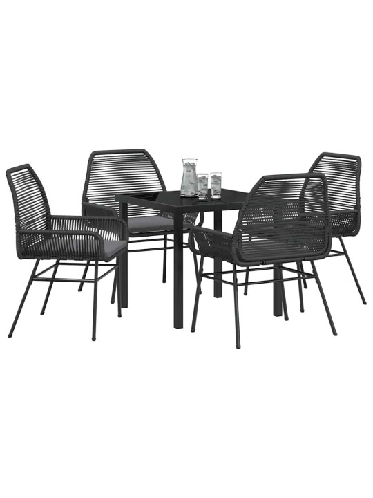 Dārza ēdamgalds 5 pcs melna poliratāns