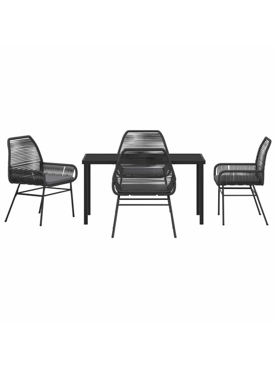 Dārza ēdamgalds 5 pcs melna poliratāns