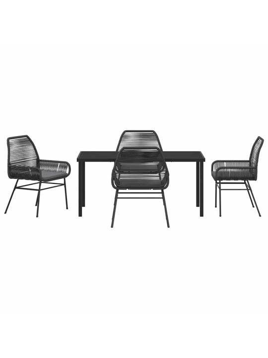 Dārza ēdamgalds 5 pcs melna poliratāns