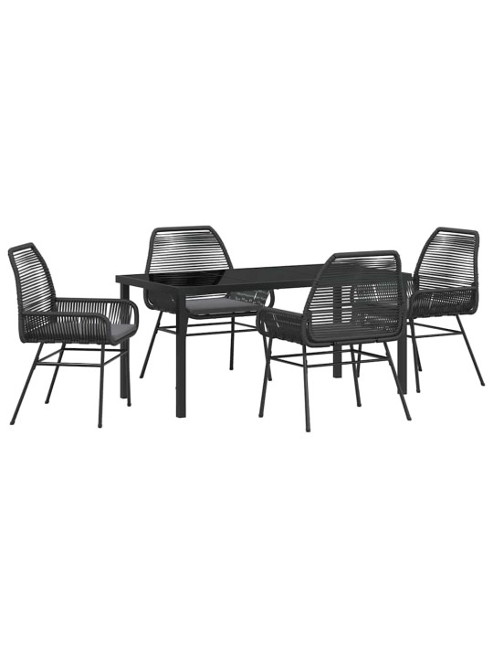 Dārza ēdamgalds 5 pcs melna poliratāns