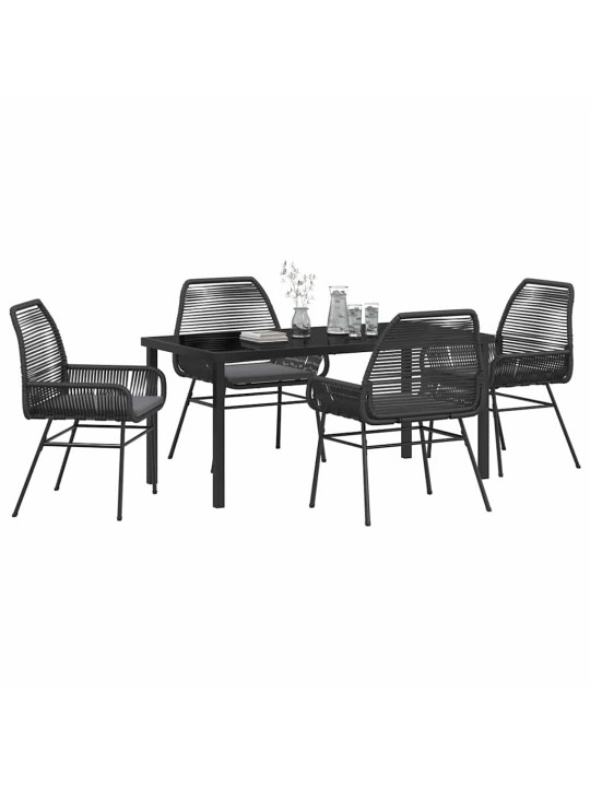 Dārza ēdamgalds 5 pcs melna poliratāns