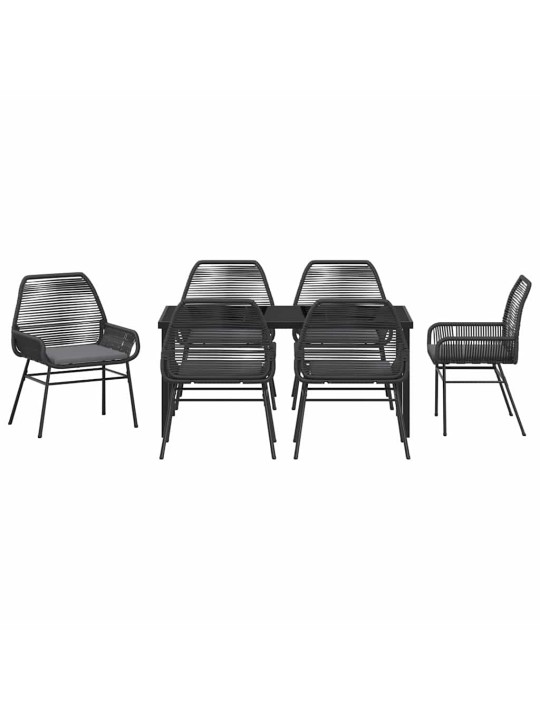 Dārza ēdamgalds 7 pcs melna poliratāns