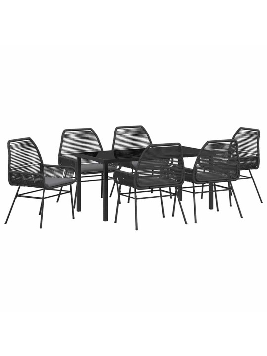 Dārza ēdamgalds 7 pcs melna poliratāns