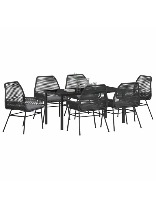 Dārza ēdamgalds 7 pcs melna poliratāns