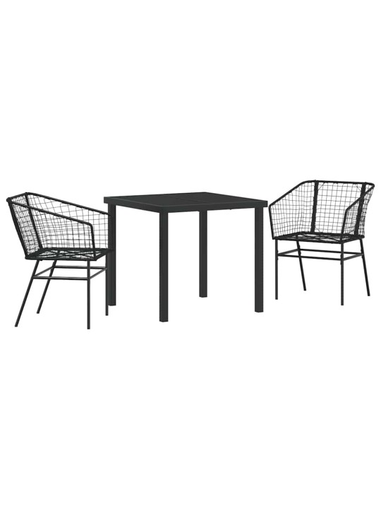 Dārza ēdamgalds 3 pcs melna poliratāns