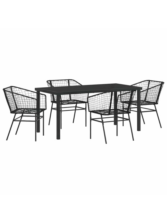 Dārza ēdamgalds 5 pcs melna poliratāns