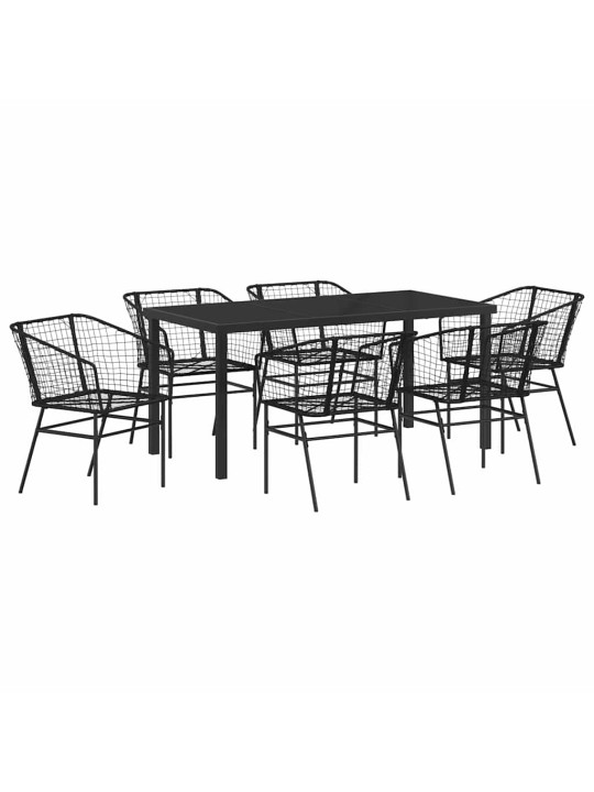 Dārza ēdamgalds 7 pcs melna poliratāns