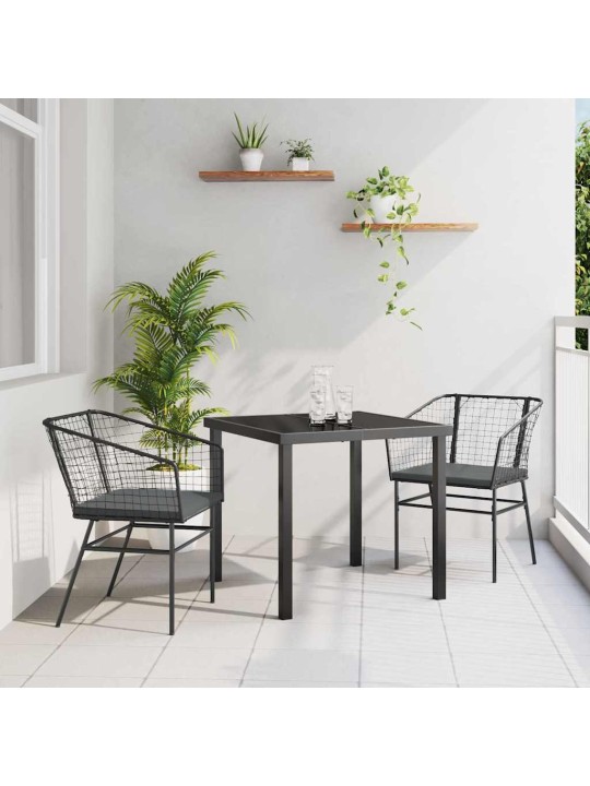 Dārza ēdamgalds 3 pcs melna poliratāns