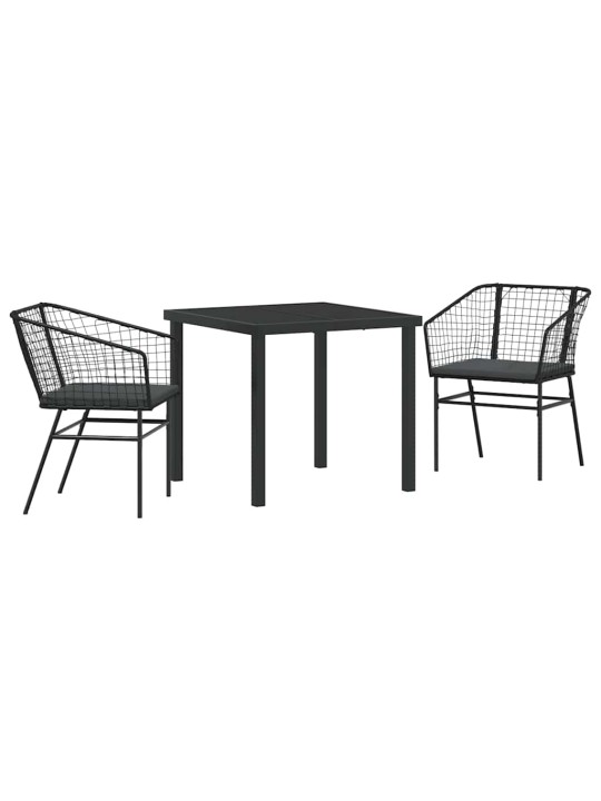 Dārza ēdamgalds 3 pcs melna poliratāns