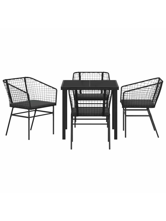 Dārza ēdamgalds 5 pcs melna poliratāns