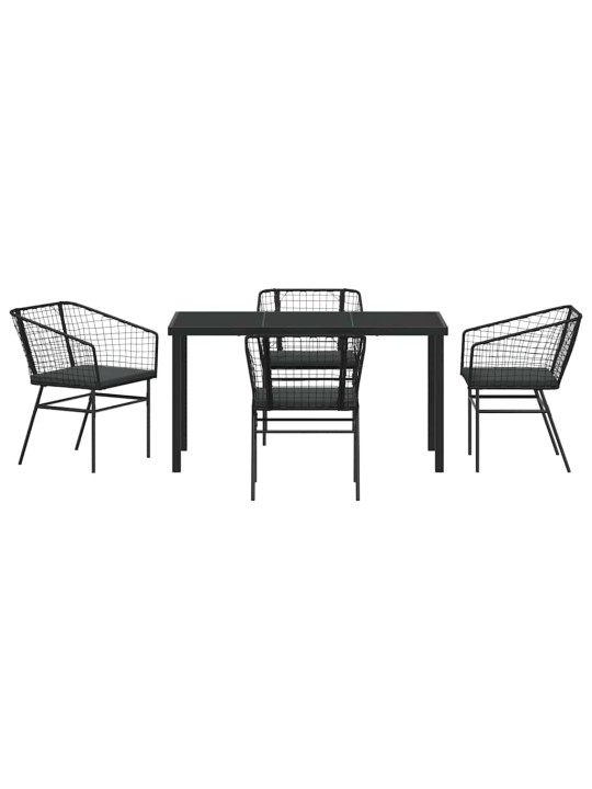 Dārza ēdamgalds 5 pcs melna poliratāns