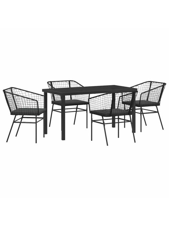 Dārza ēdamgalds 5 pcs melna poliratāns