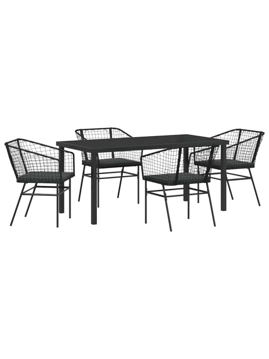 Dārza ēdamgalds 5 pcs melna poliratāns