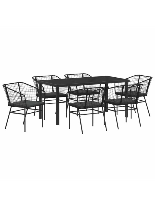 Dārza ēdamgalds 7 pcs melna poliratāns