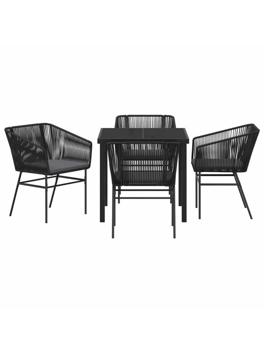 Dārza ēdamgalds 5 pcs melna poliūtu rotangpalma