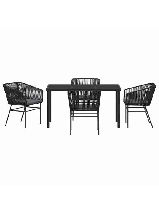 Dārza ēdamgalds 5 pcs melna poliūtu rotangpalma