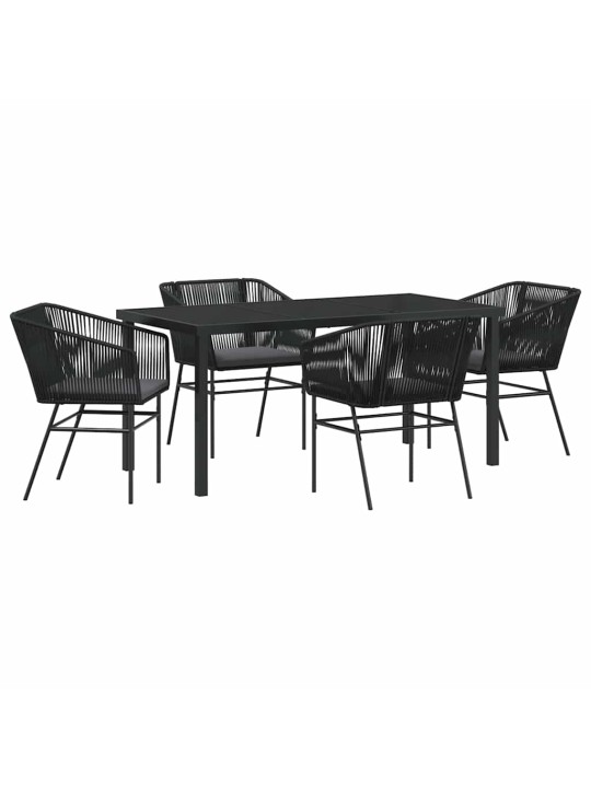 Dārza ēdamgalds 5 pcs melna poliūtu rotangpalma