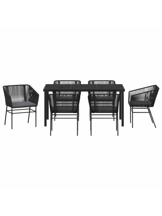 Dārza ēdamgalds 7 pcs melna poliūtu rotangpalma