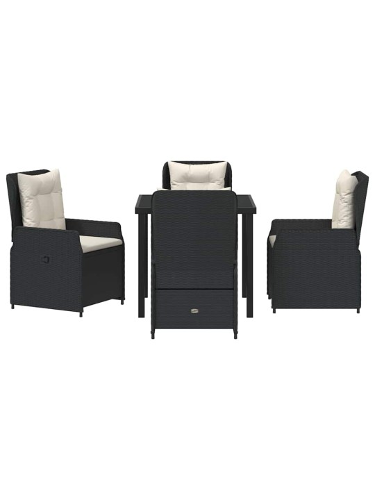 Dārza ēdamgalds 5 pcs melna poliratāns