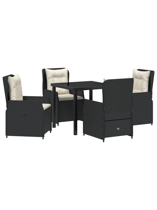 Dārza ēdamgalds 5 pcs melna poliratāns