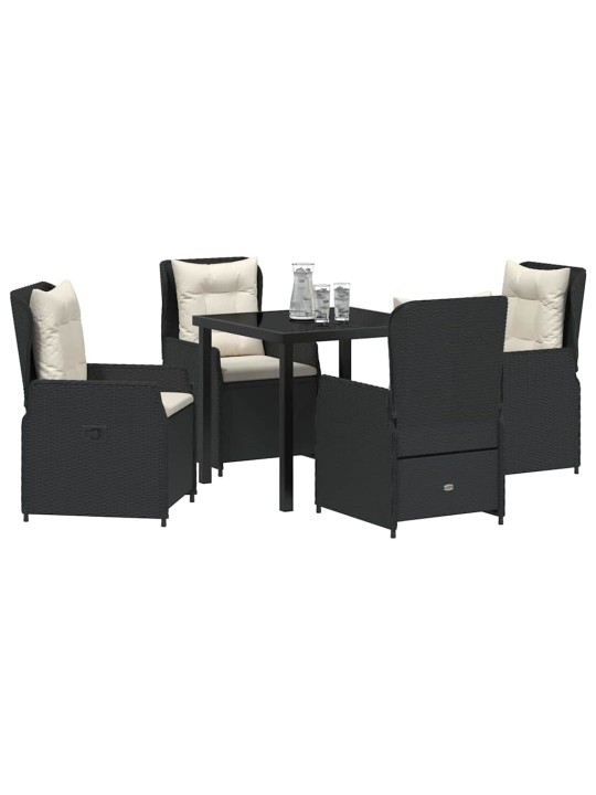 Dārza ēdamgalds 5 pcs melna poliratāns