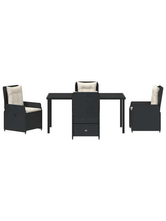 Dārza ēdamgalds 5 pcs melna poliratāns
