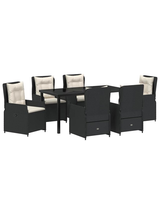 Dārza ēdamgalds 7 pcs melna poliratāns