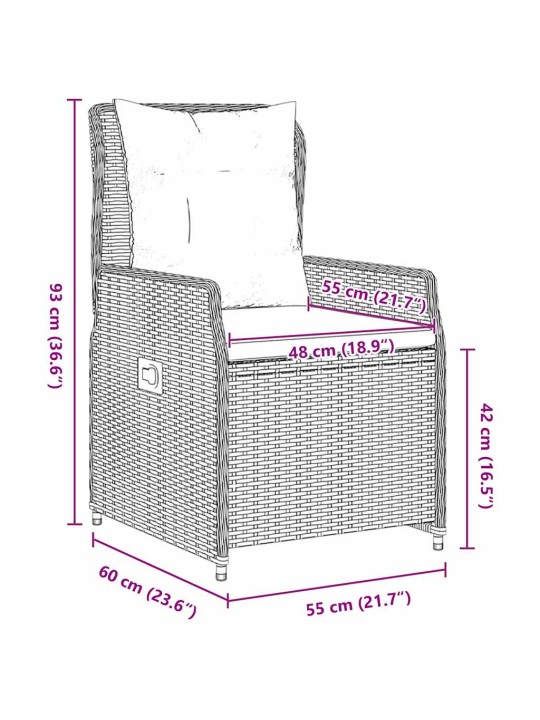 Dārza ēdamgalds 3 pcs brūna poliratāns