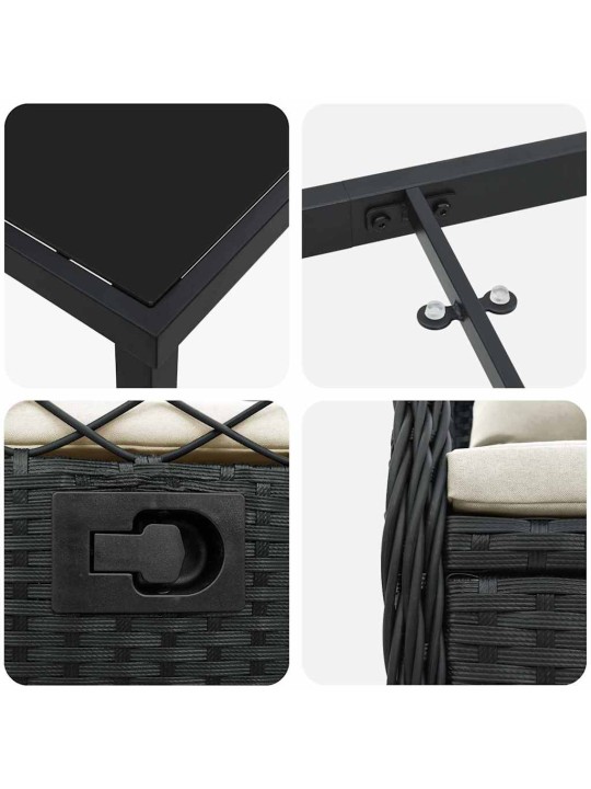 Dārza ēdamgalds 3 pcs melna poliratāns