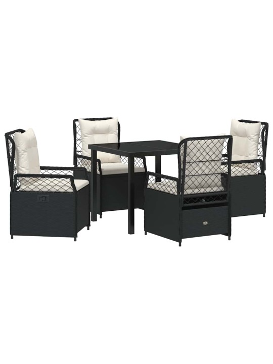 Dārza ēdamgalds 5 pcs melna poliratāns