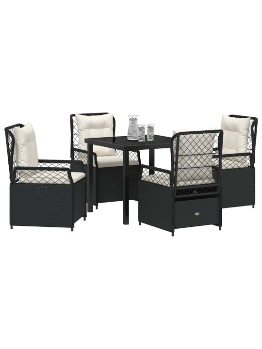 Dārza ēdamgalds 5 pcs melna poliratāns
