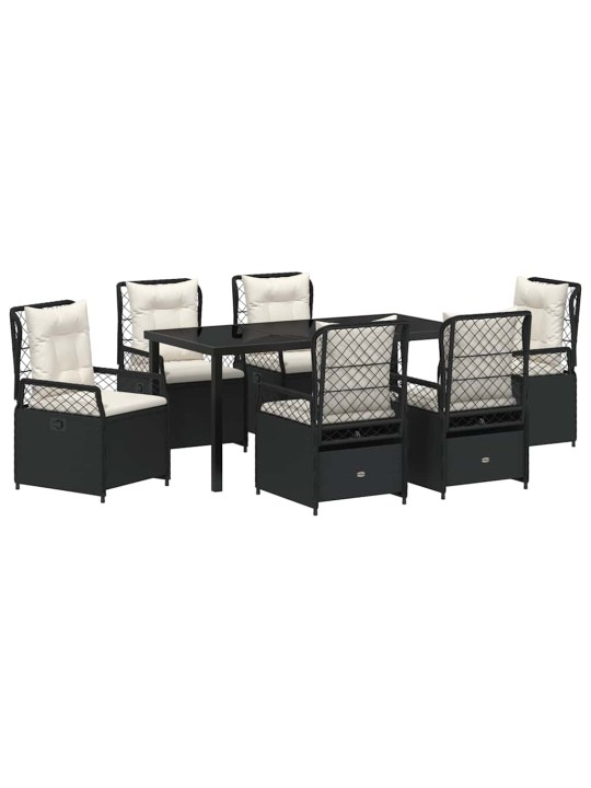 Dārza ēdamgalds 7 pcs melna poliratāns