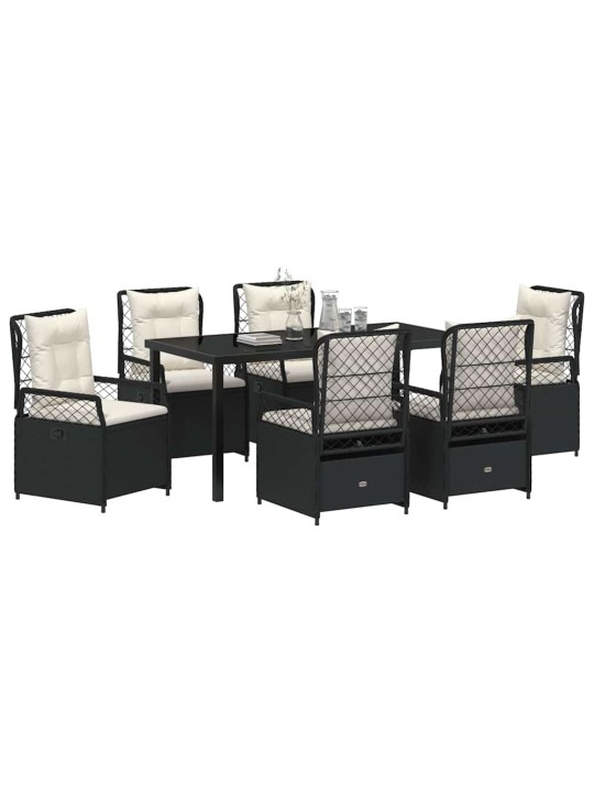 Dārza ēdamgalds 7 pcs melna poliratāns