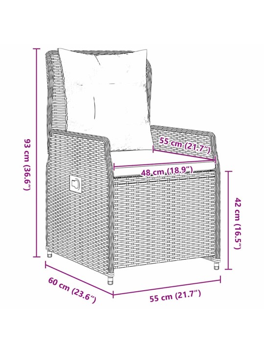 Dārza ēdamgalds 5 pcs brūna poliūtu rotangpalma