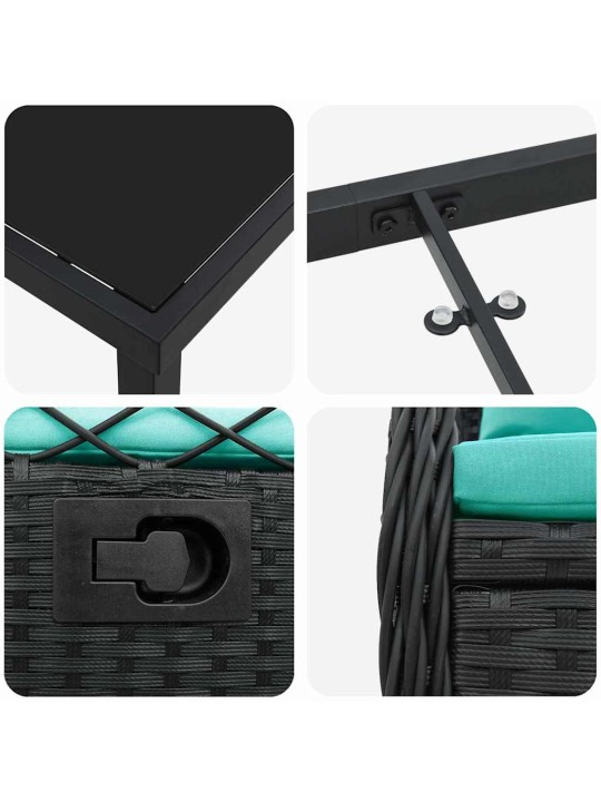 Dārza ēdamgalds 5 pcs melna poliratāns
