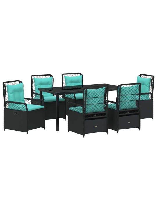 Dārza ēdamgalds 7 pcs melna poliratāns